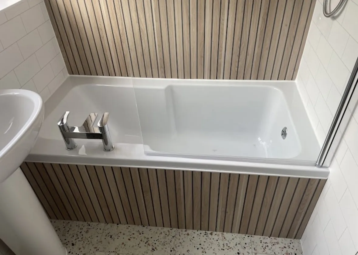 Completed modern bath installation