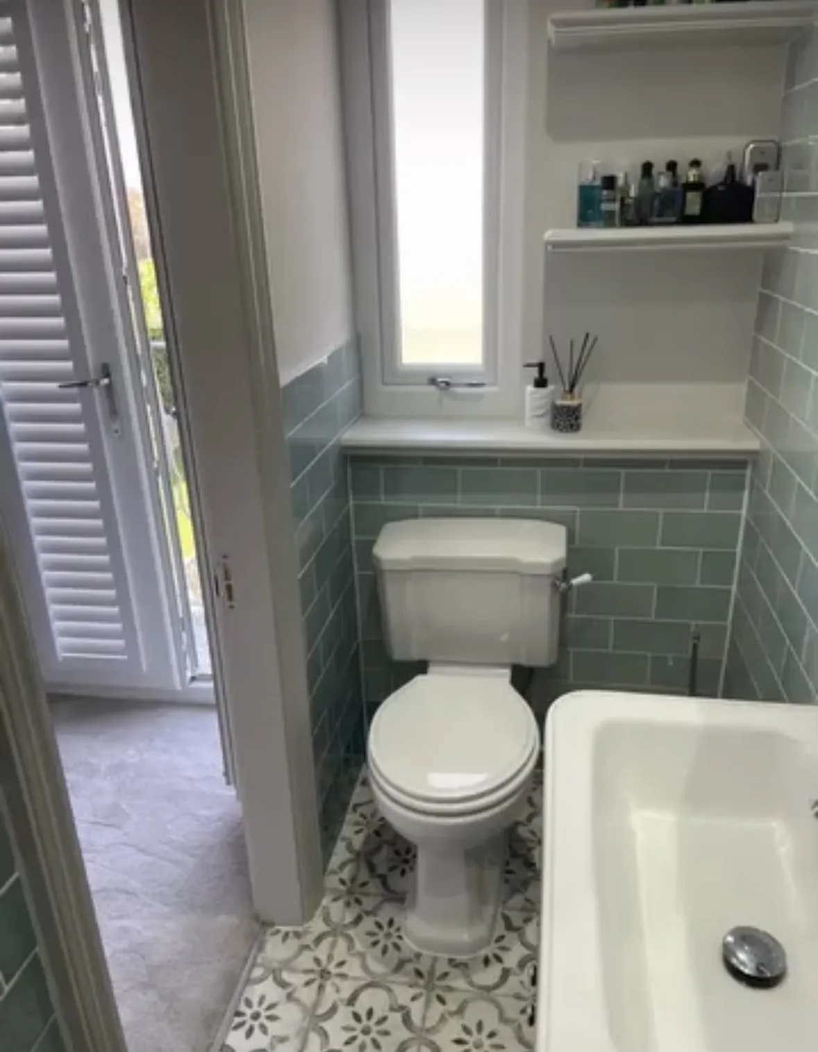Bathroom shower and toilet