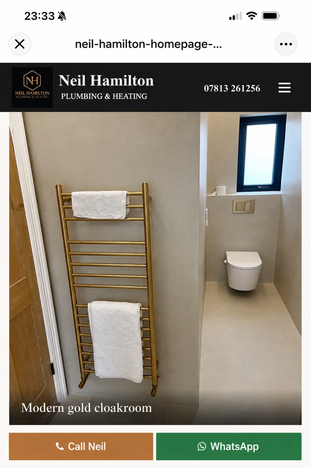 Gold towel radiator