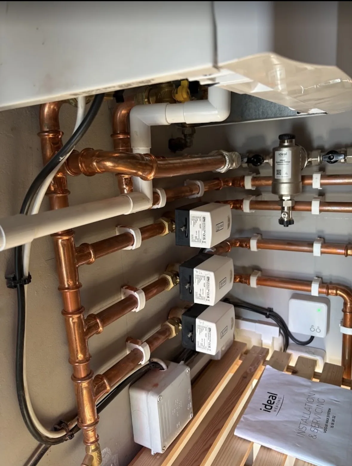 Copper heating pipework installation
